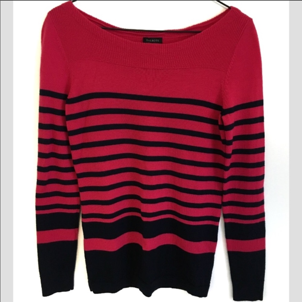 NWOT XS Talbots Pure Merino Wool Striped Sweater